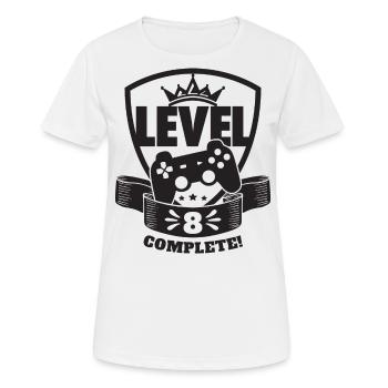 Level 8 Complete Geburtstagsgeschenk 8 Jahre Gamer - Frauen T-Shirt atmungsaktiv - Weiß - Vorne - AI Model Female 172 dark (172cm)