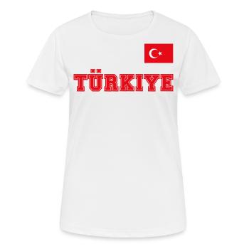 Look maillot de la Turquie – TÜRKIYE - Commode drapeau drapeau - T-shirt respirant Femme - blanc - Devant - AI Model Female 172 dark (172cm)