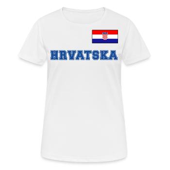 Look maillot de la Croatie – HRVATSKA avec drapeau - T-shirt respirant Femme - blanc - Devant - AI Model Female 172 dark (172cm)