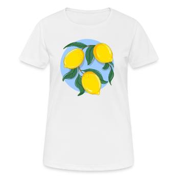 Zitronen-Botanisches Öko-Muster - Frauen T-Shirt atmungsaktiv - Weiß - Vorne - AI Model Female 172 dark (172cm)