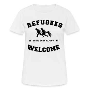 refugees welcome - Frauen T-Shirt atmungsaktiv - Weiß - Vorne - AI Model Female 172 dark (172cm)