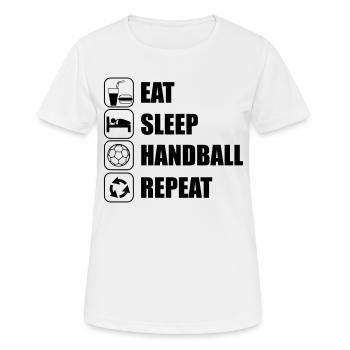 EAT SLEEP HANDBALL - Frauen T-Shirt atmungsaktiv - Weiß - Vorne - AI Model Female 172 dark (172cm)