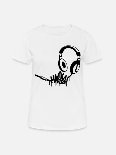 Kopfhoerer_Music - Frauen T-Shirt atmungsaktiv - Weiß