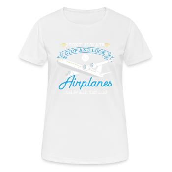 Airplane - pilot, technician, engineer gift - Women's Breathable T-Shirt - white - Front - AI Model Female 172 dark (172cm)