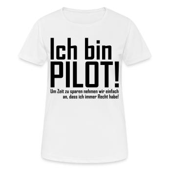 ich bin pilot - Frauen T-Shirt atmungsaktiv - Weiß - Vorne - AI Model Female 172 dark (172cm)