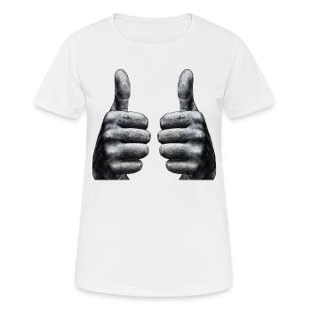 Daumen hoch - Frauen T-Shirt atmungsaktiv - Weiß - Vorne - AI Model Female 172 dark (172cm)