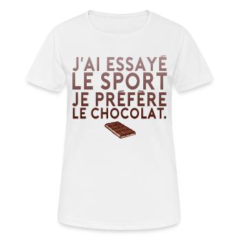 citation humour essayer sport chocolat tablette - T-shirt respirant Femme - blanc - Devant - AI Model Female 172 dark (172cm)