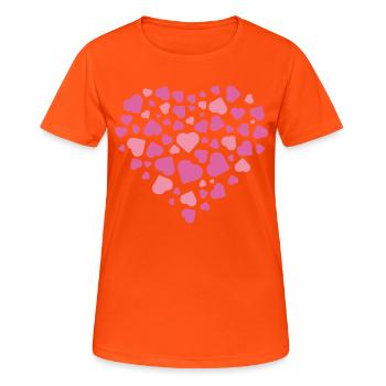 pink heart - Women's Breathable T-Shirt - neon orange - Front - AI Model Female 172 dark (172cm)