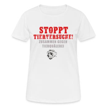 Stop à l’expérimentation animale, Ensemble contre la cruauté envers les animaux - T-shirt respirant Femme - blanc - Devant - AI Model Female 172 dark (172cm)