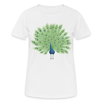 Paon en bleu et vert - T-shirt respirant Femme - blanc - Devant - AI Model Female 172 dark (172cm)