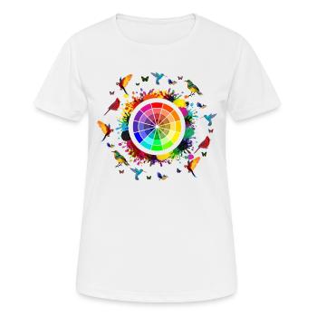 Explosion von Regenbogen, Regenbogen, Regenbogen-t-Shirts - Frauen T-Shirt atmungsaktiv - Weiß - Vorne - AI Model Female 172 dark (172cm)