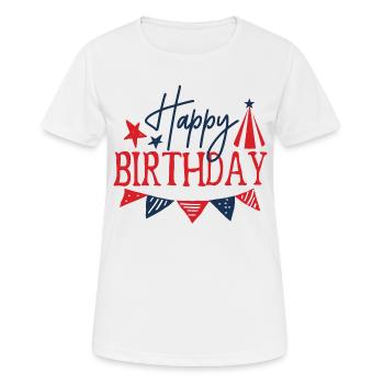 Joyeux anniversaire - T-shirt respirant Femme - blanc - Devant - AI Model Female 172 dark (172cm)