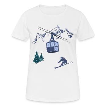 Skiszene Skilift Resort Wintersport - Frauen T-Shirt atmungsaktiv - Weiß - Vorne - AI Model Female 172 dark (172cm)