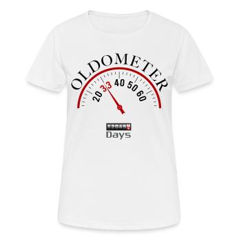 Oldometer 33rd birthday - Women's Breathable T-Shirt - white - Front - AI Model Female 172 dark (172cm)