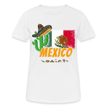 Mexico Vintage Cactus with Flag, Sombrero - Women's Breathable T-Shirt - white - Front - AI Model Female 172 dark (172cm)