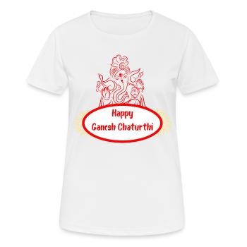 Happy ganesh chaturthi red - T-shirt respirant Femme - blanc - Devant - AI Model Female 172 dark (172cm)
