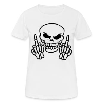 Böser Schädel Mittelfinger zeigen - Frauen T-Shirt atmungsaktiv - Weiß - Vorne - AI Model Female 172 dark (172cm)