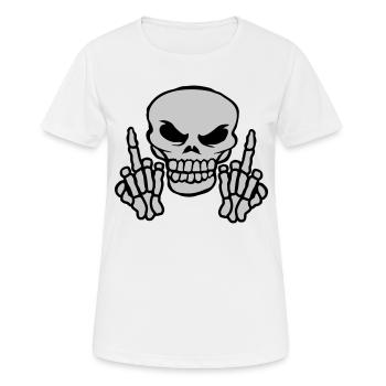 Les doigts du milieu montrent un crâne maléfique - T-shirt respirant Femme - blanc - Devant - AI Model Female 172 dark (172cm)