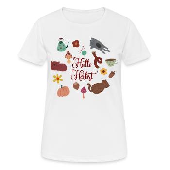 Hallo Herbst - Frauen T-Shirt atmungsaktiv - Weiß - Vorne - AI Model Female 172 dark (172cm)