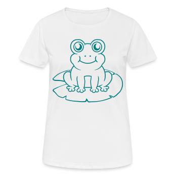 Seerose Seeblatt Frosch sitzt - Frauen T-Shirt atmungsaktiv - Weiß - Vorne - AI Model Female 172 dark (172cm)