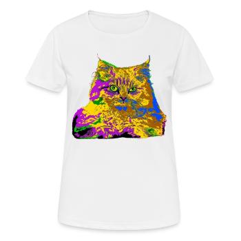 Chat coloré - T-shirt respirant Femme - blanc - Devant - AI Model Female 172 dark (172cm)