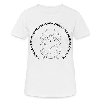 Wecker - Frauen T-Shirt atmungsaktiv - Weiß - Vorne - AI Model Female 172 dark (172cm)