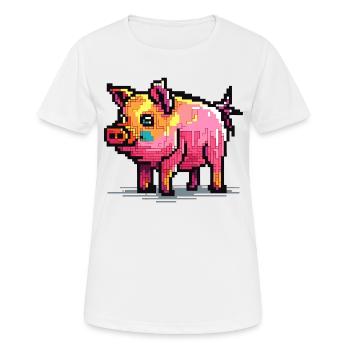 Cochon en 8 bits et avec pixels - T-shirt respirant Femme - blanc - Devant - AI Model Female 172 dark (172cm)