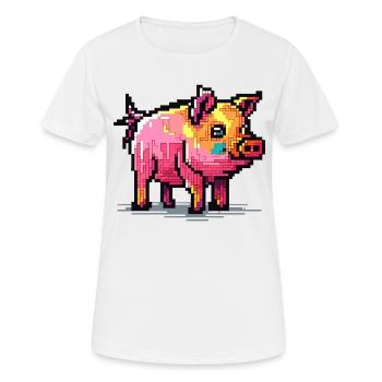 Ein schönes farbenfrohes ausgewachsenes Schwein - Frauen T-Shirt atmungsaktiv - Weiß - Vorne - AI Model Female 172 dark (172cm)