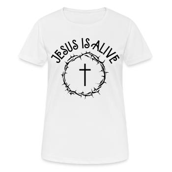 Jesus is alive - Frauen T-Shirt atmungsaktiv - Weiß - Vorne - AI Model Female 172 dark (172cm)