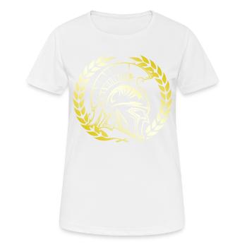 Casque Spartan Warrior Gold Gladiator Gym - T-shirt respirant Femme - blanc - Devant - AI Model Female 172 dark (172cm)