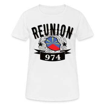 idee cadeau drapeau carte ile de la reunion 974 - T-shirt respirant Femme - blanc - Devant - AI Model Female 172 dark (172cm)