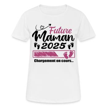 Future Maman 2025 Chargement En Cours - Cadeau - T-shirt respirant Femme - blanc - Devant - AI Model Female 172 dark (172cm)