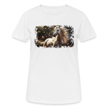 Cavalier d’équitation - T-shirt respirant Femme - blanc - Devant - AI Model Female 172 dark (172cm)