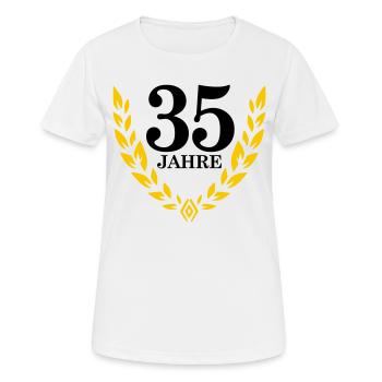 Jubiläum 35 Jahre Lorbeerkranz - Frauen T-Shirt atmungsaktiv - Weiß - Vorne - AI Model Female 172 dark (172cm)