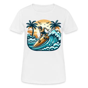 Surfers in action - Women's Breathable T-Shirt - white - Front - AI Model Female 172 dark (172cm)