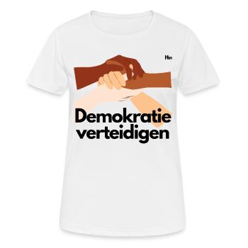 Demokratie verteidigen - Frauen T-Shirt atmungsaktiv - Weiß - Vorne - AI Model Female 172 dark (172cm)