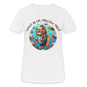 Compagnon poisson - T-shirt respirant Femme - blanc - Devant - AI Model Female 172 dark (172cm)