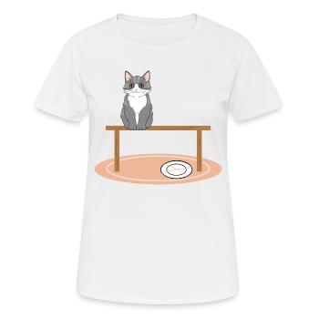 Chat sur table - T-shirt respirant Femme - blanc - Devant - AI Model Female 172 dark (172cm)