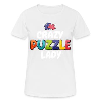 Crazy Puzzle Lady Piece Jigsaw Puzzle - Frauen T-Shirt atmungsaktiv - Weiß - Vorne - AI Model Female 172 dark (172cm)