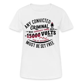 Electric Justice: Freiheit oder Schicksal? - Frauen T-Shirt atmungsaktiv - Weiß - Vorne - AI Model Female 172 dark (172cm)