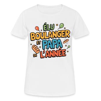 Elu boulanger et papa de l'année - T-shirt respirant Femme - blanc - Devant - AI Model Female 172 dark (172cm)