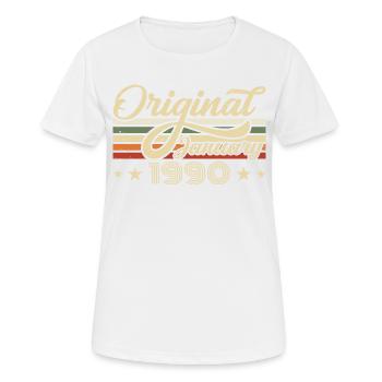 Anniversaire Janvier 1990 Janvier Né en janvier - T-shirt respirant Femme - blanc - Devant - AI Model Female 172 dark (172cm)