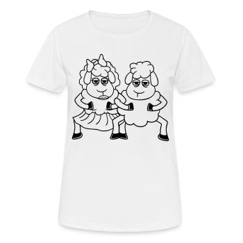 2 Schafe Pärchen Müde Gelangweilt Freunde Verliebt - Frauen T-Shirt atmungsaktiv - Weiß - Vorne - AI Model Female 172 dark (172cm)