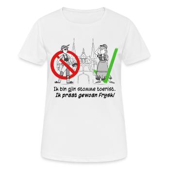 Ich bin kein dummer Tourist, ich rede nur Frysk! - Frauen T-Shirt atmungsaktiv - Weiß - Vorne - AI Model Female 172 dark (172cm)