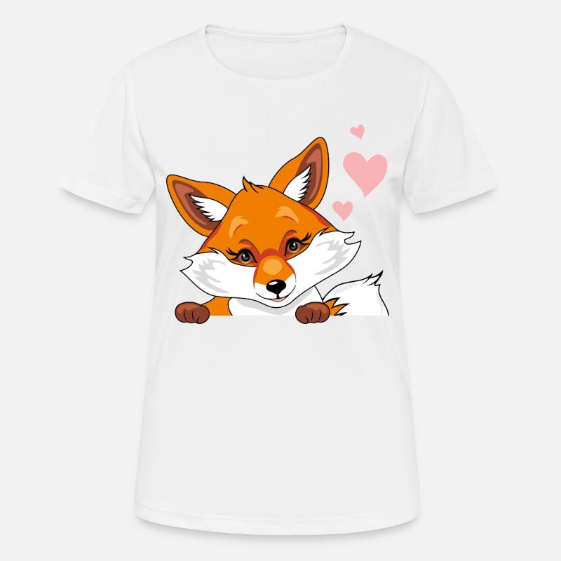 Peeking cute shy fox with hearts - Women's Breathable T-Shirt - white