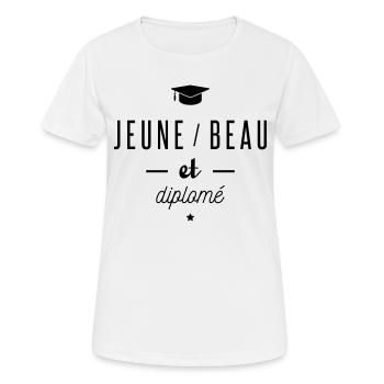 jeune beau et diplome - T-shirt respirant Femme - blanc - Devant - AI Model Female 172 dark (172cm)