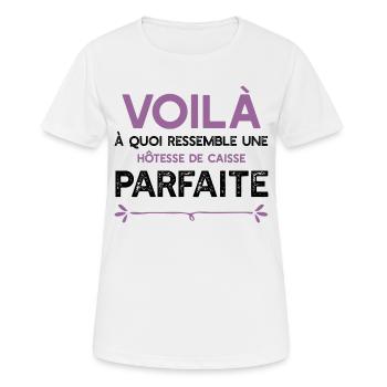 Une Hôtesse de caisse parfaite cadeau - T-shirt respirant Femme - blanc - Devant - AI Model Female 172 dark (172cm)