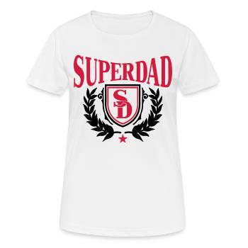superdad - Super Papa - Vatertag - Dad - Vater - Frauen T-Shirt atmungsaktiv - Weiß - Vorne - AI Model Female 172 dark (172cm)