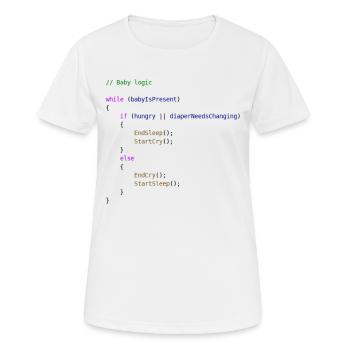 Idée cadeau programmeur logique bébé - T-shirt respirant Femme - blanc - Devant - AI Model Female 172 dark (172cm)