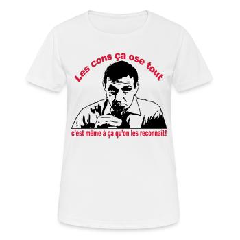 les cons ça ose tout lino ventura - T-shirt respirant Femme - blanc - Devant - AI Model Female 172 dark (172cm)